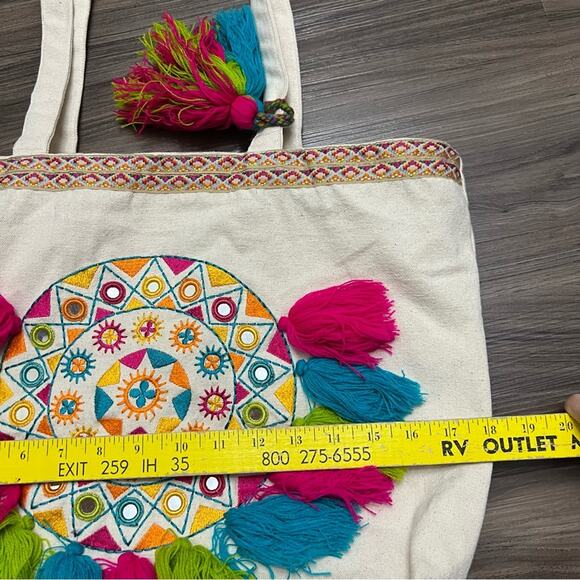 MAGID Color Tassel bag beach bag embroidered mirror cotton toe bag - Picture 7 of 10